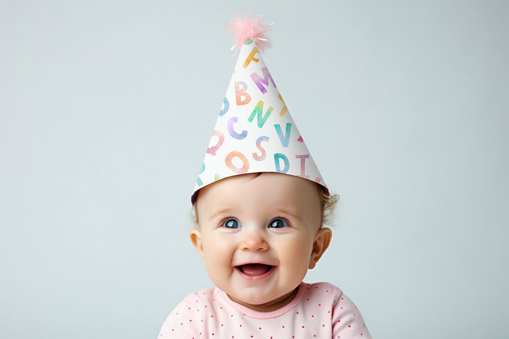 Baby birthday hat mockup, apparel psd