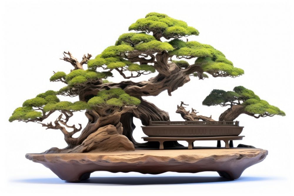Bonsai plant tree white background. AI generated Image by rawpixel.