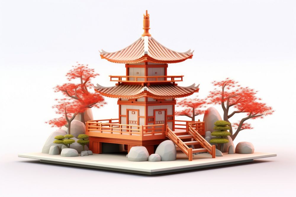 Gachapon japan style architecture building pagoda. AI generated Image by rawpixel.