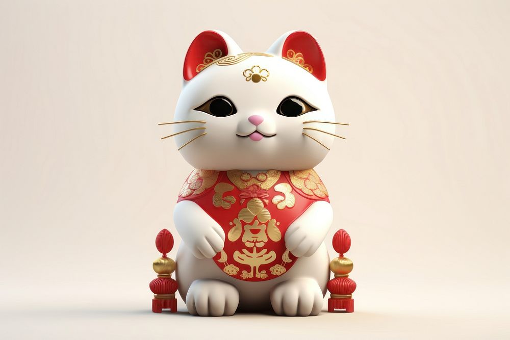 Lucky cat japan style figurine toy representation. AI generated Image by rawpixel.