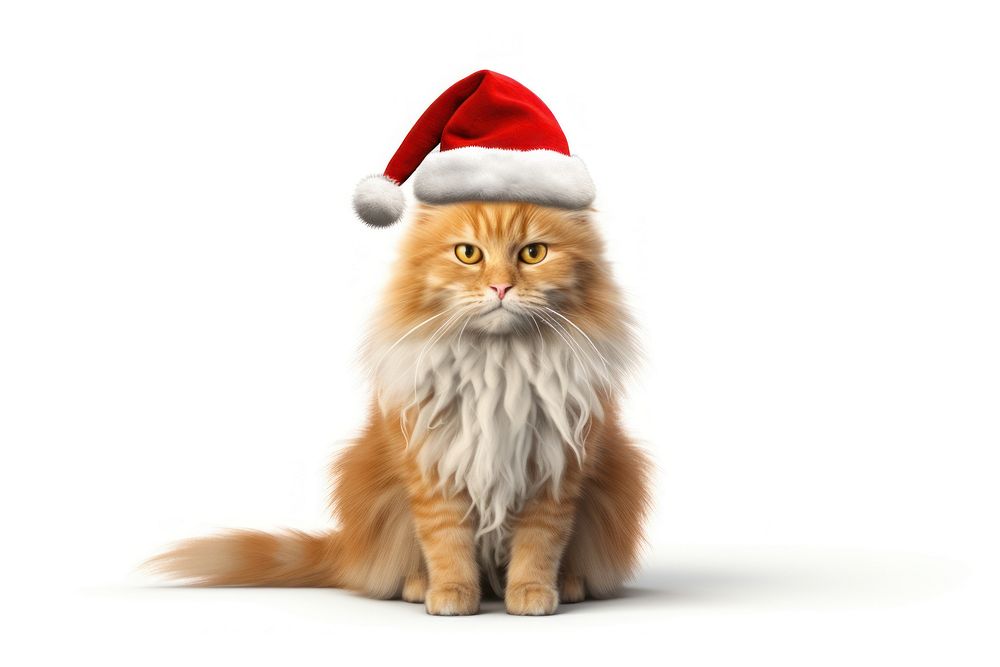 Orange cat wearing christmas hat mammal animal pet. AI generated Image by rawpixel.