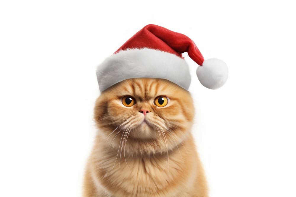 PNG Real orange cat wearing christmas hat portrait mammal animal. AI generated Image by rawpixel.