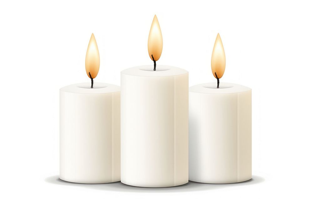 White three candles white background spirituality illuminated. AI generated Image by rawpixel.