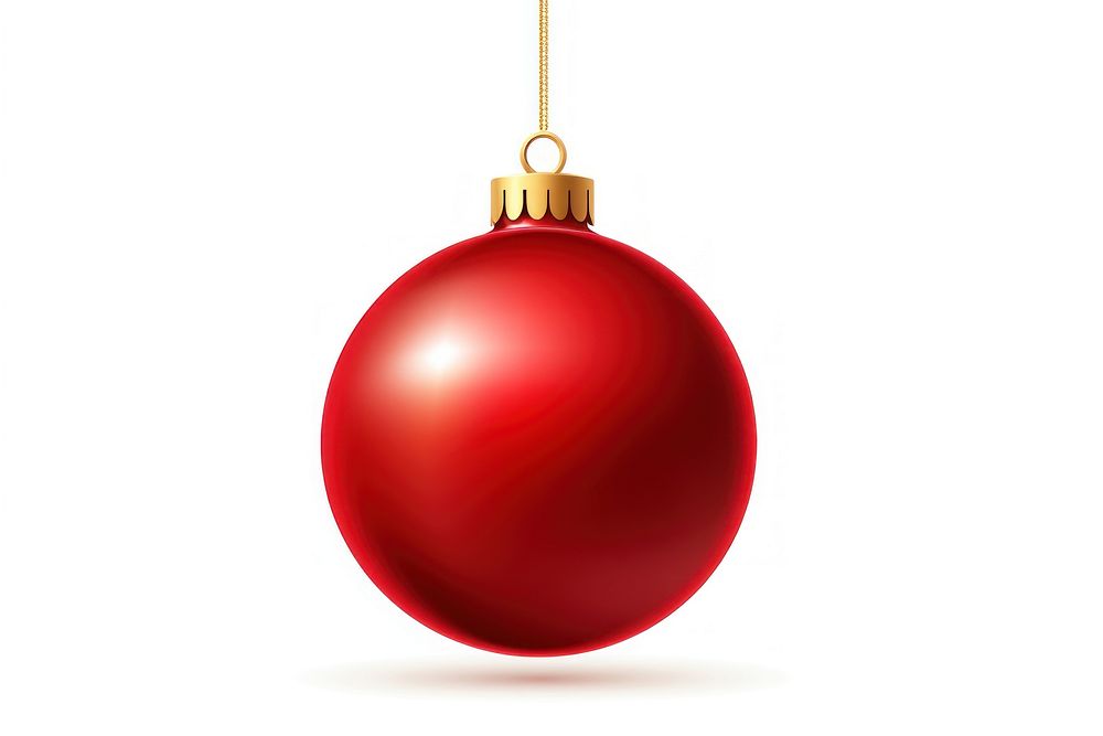 Hanging red christmas ball ornament hanging white background. AI generated Image by rawpixel.