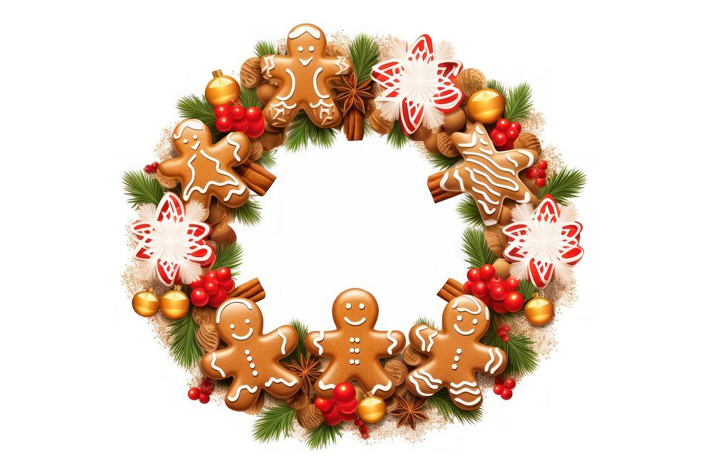 Ginger bread ang spices christmas wreath gingerbread dessert cookie. AI generated Image by rawpixel.