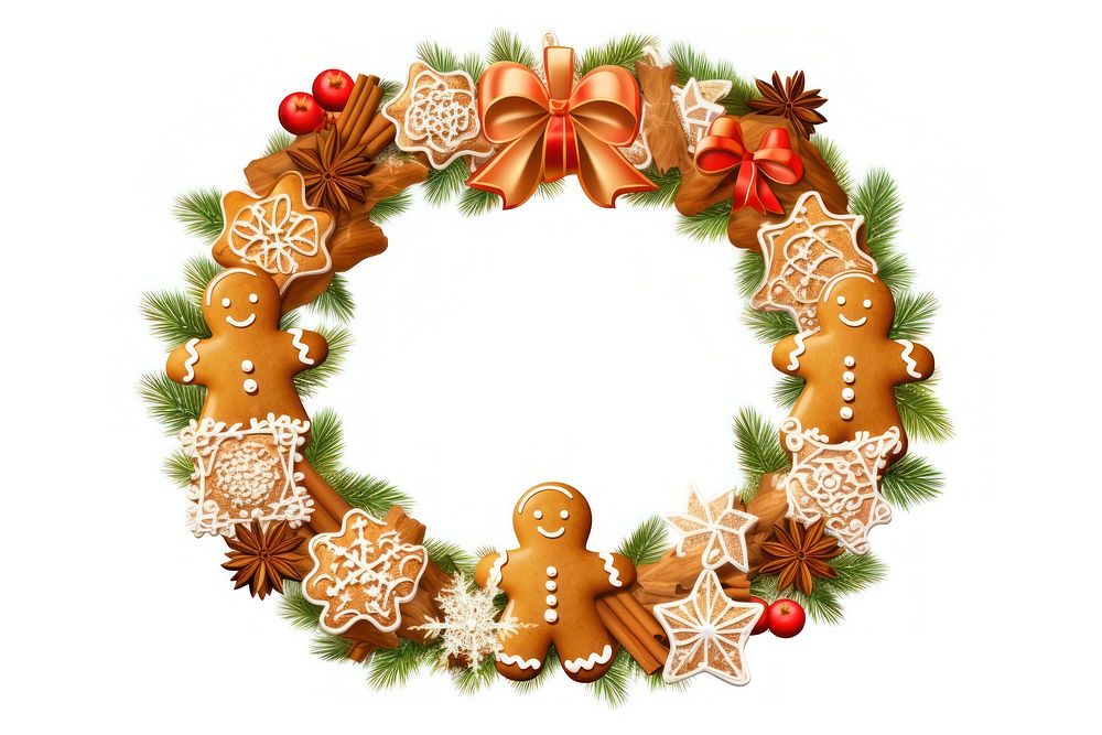 Ginger bread ang spices christmas wreath gingerbread dessert cookie. AI generated Image by rawpixel.