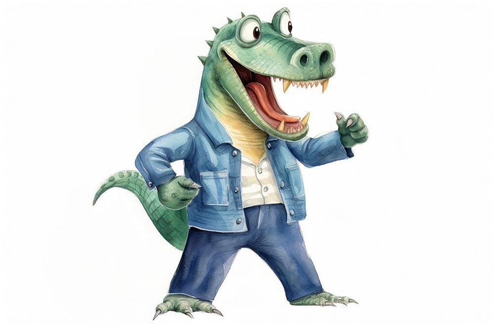 Crocodie character animal dinosaur white background. AI generated Image by rawpixel.