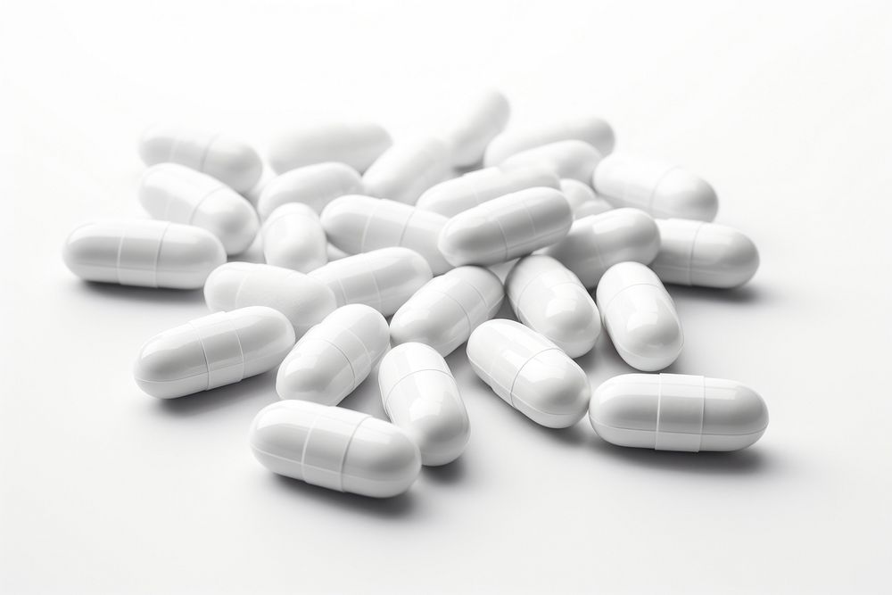 Capsules pill vitamin white. 