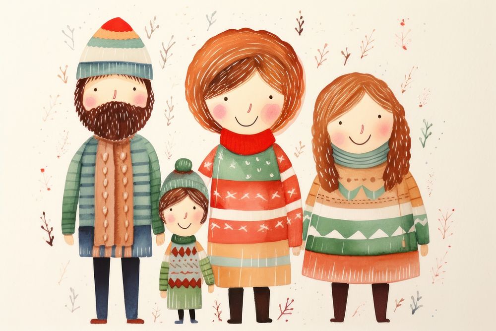 Cute happy family christmas art representation. AI generated Image by rawpixel.