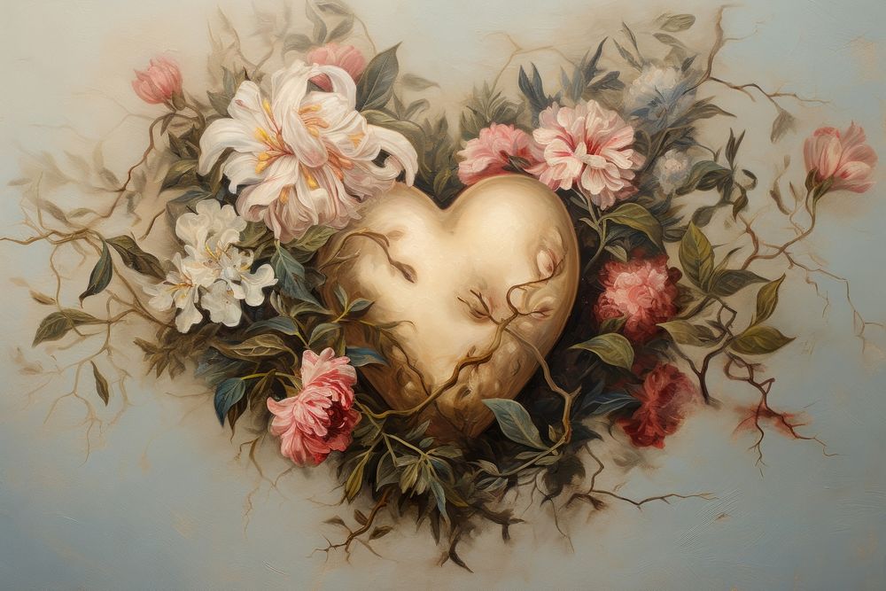 Flower heart painting representation creativity. AI generated Image by rawpixel.