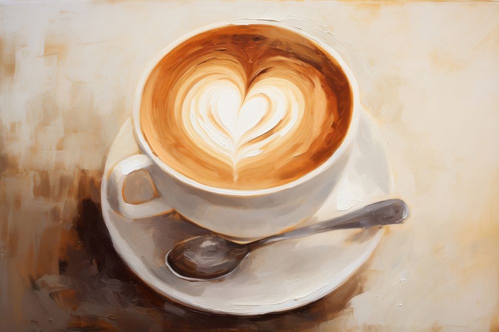 Coffee love latte painting spoon drink. AI generated Image by rawpixel.