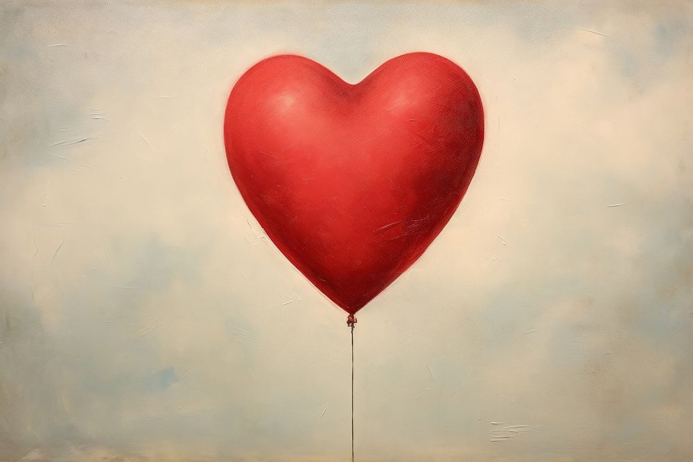 Red heart balloon backgrounds painting creativity. AI generated Image by rawpixel.