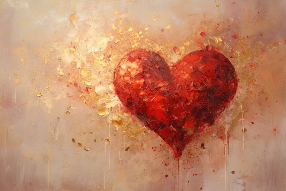 Red heart glitter backgrounds painting creativity. AI generated Image by rawpixel.