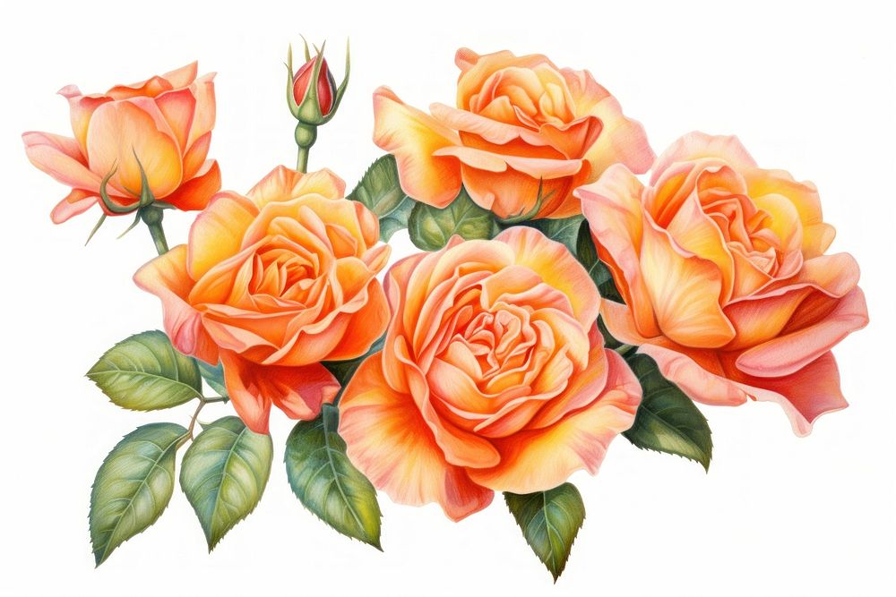 Pastel orange rose bouquet pattern flower plant. AI generated Image by rawpixel.