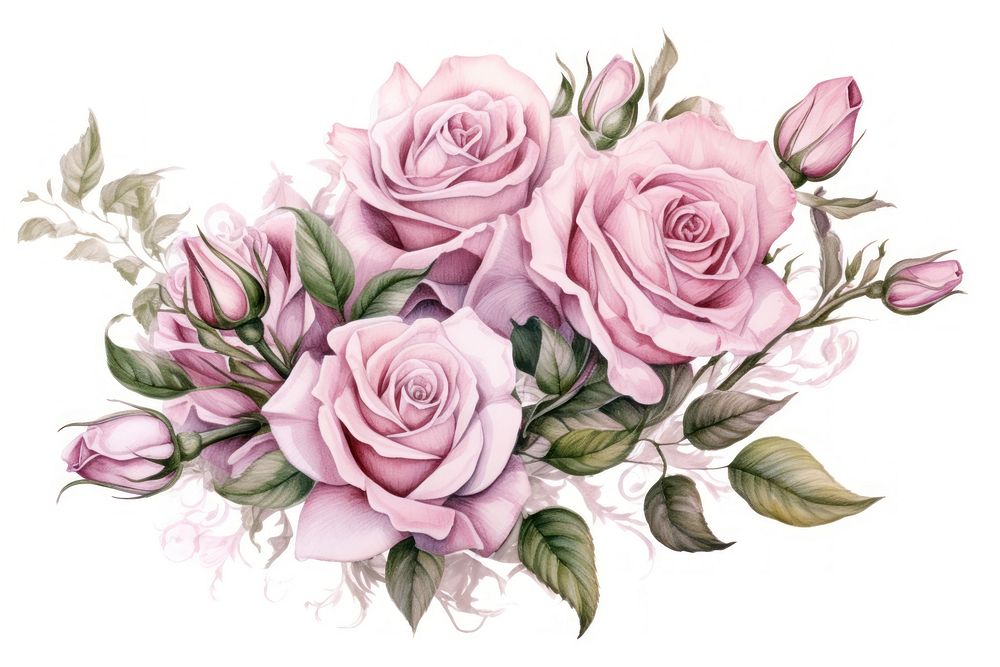 Pink roses flowers bouquet plant inflorescence creativity. AI generated Image by rawpixel.