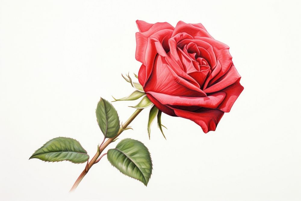 Red rose bouquet drawing flower plant. AI generated Image by rawpixel.