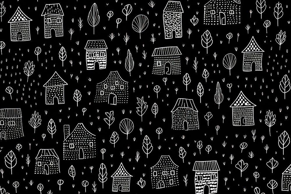 House backgrounds pattern drawing. AI generated Image by rawpixel.