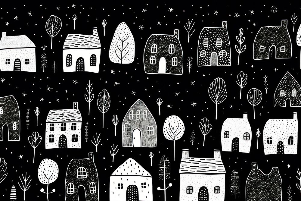 House drawing backgrounds pattern. AI generated Image by rawpixel.