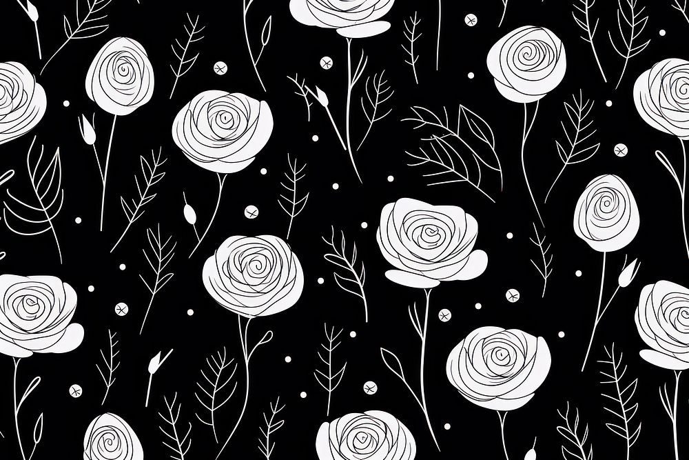 Rose backgrounds pattern drawing. AI generated Image by rawpixel.
