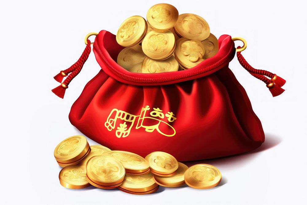 Gold coins cash bag handbag Premium Photo Illustration rawpixel