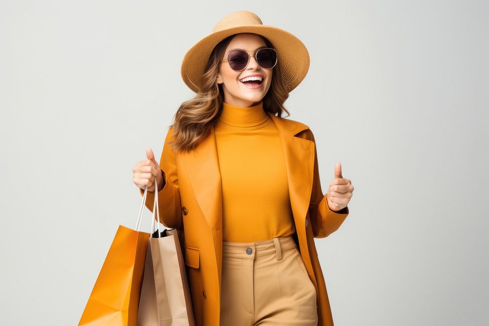 Woman cheerful shopping handbag. AI generated Image by rawpixel.