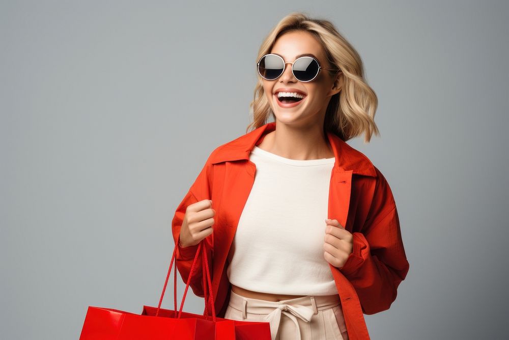 Woman cheerful laughing shopping. AI generated Image by rawpixel.