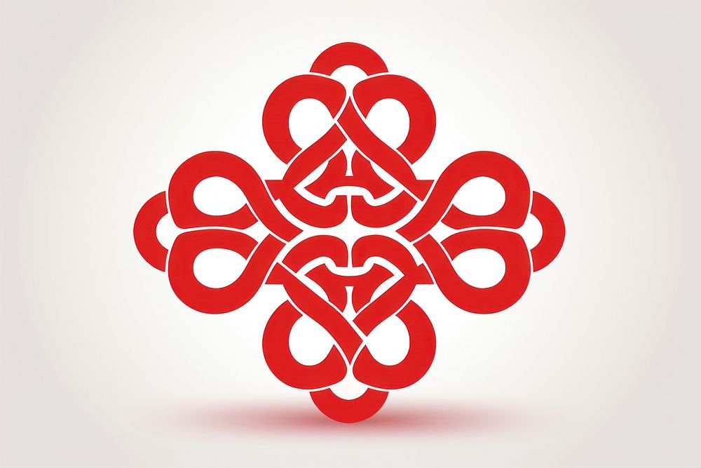 Chinese knotty cross logo red ampersand. AI generated Image by rawpixel.
