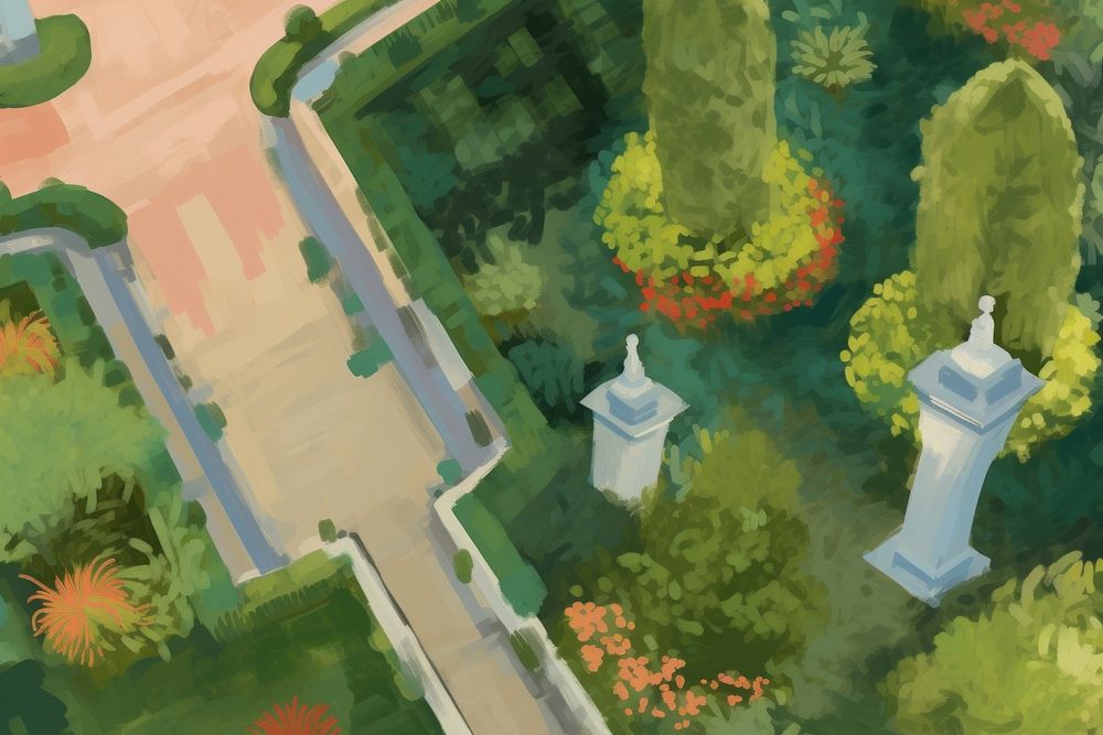 Castle garden backgrounds outdoors painting. AI generated Image by rawpixel.