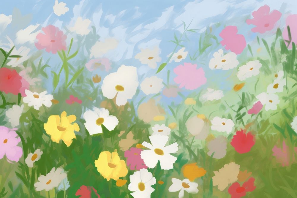 Flower garden backgrounds painting outdoors. AI generated Image by rawpixel.