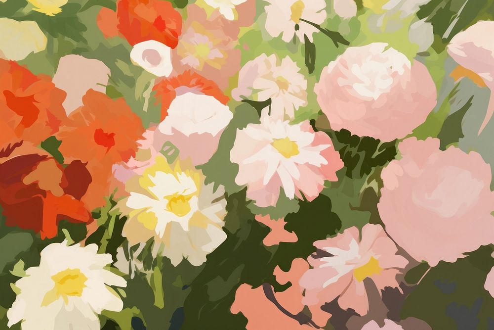 Flower garden backgrounds painting plant. AI generated Image by rawpixel.