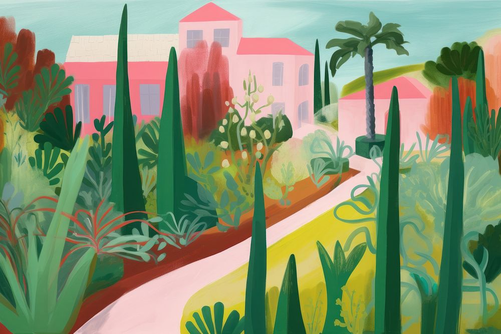 Architecture painting outdoors nature. AI generated Image by rawpixel.