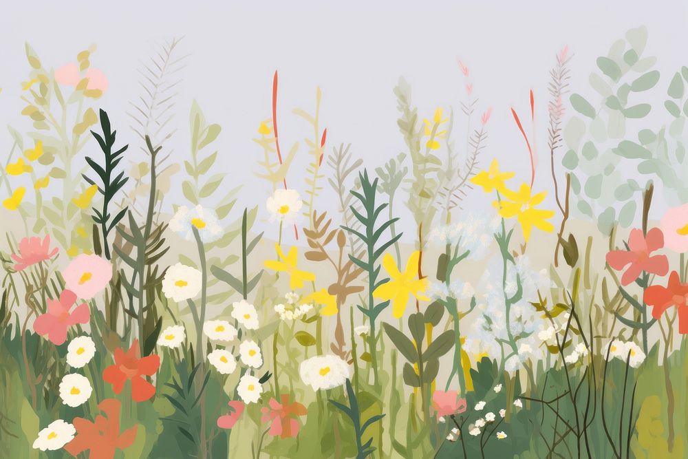 Wildflower cottage garden backgrounds outdoors pattern. AI generated Image by rawpixel.