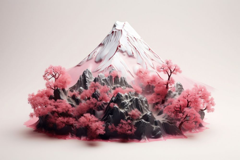 Fuji 3D nature flower plant. AI generated Image by rawpixel.