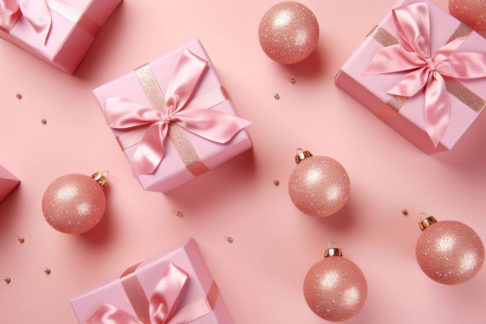 Christmas balls gift pink box. AI generated Image by rawpixel.