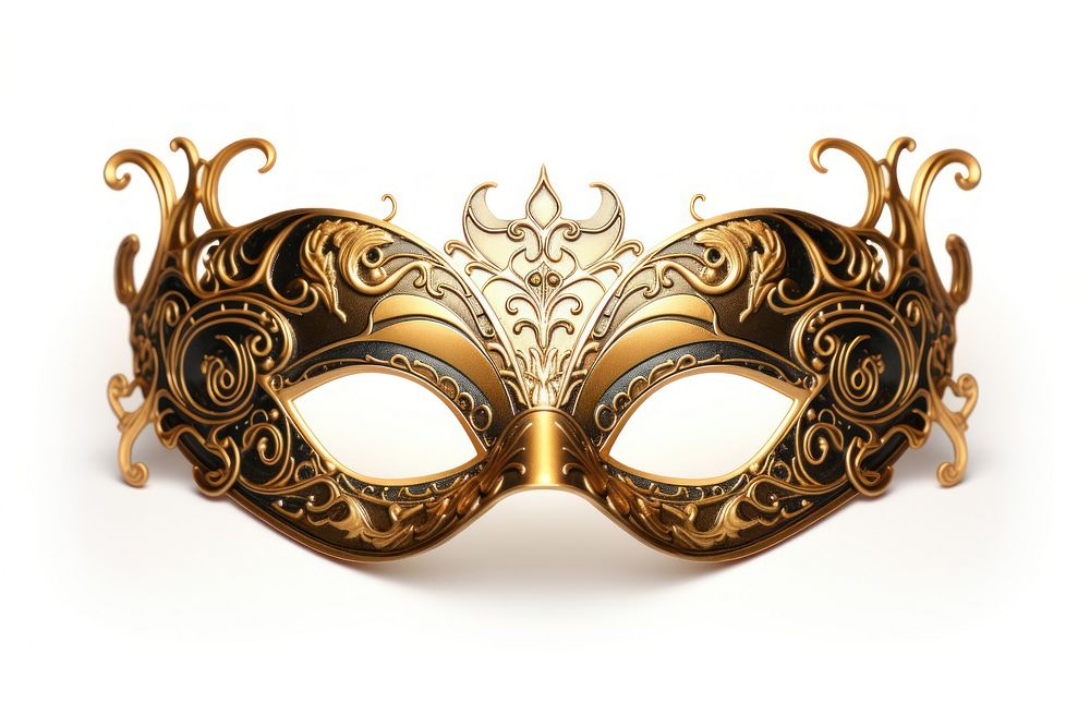 Gold carnival mask white background celebration accessories. AI generated Image by rawpixel.