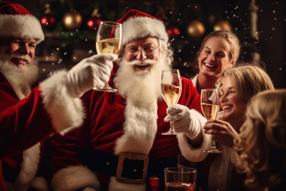 Christmas champagne glass party. AI generated Image by rawpixel.