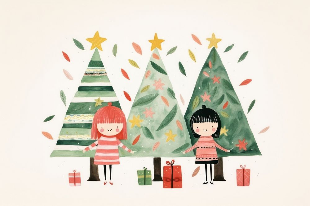 A cute christmas tree gift representation togetherness. AI generated Image by rawpixel.