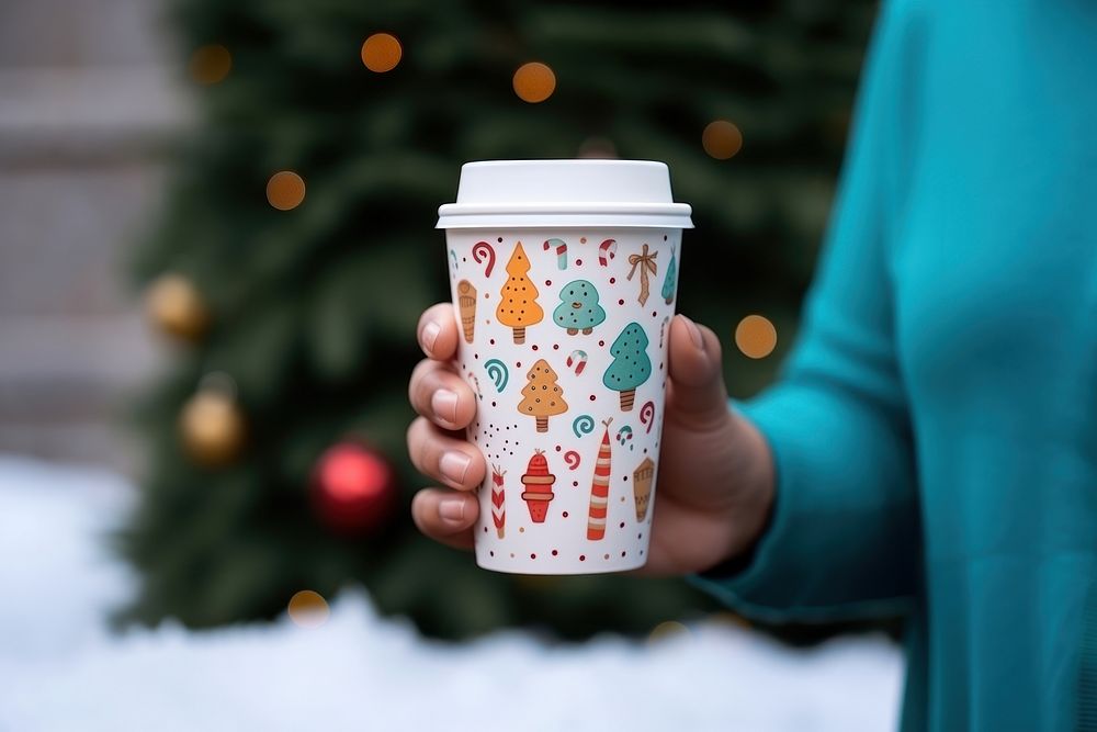 A hot cup drink christmas hand mug refreshment. AI generated Image by rawpixel.