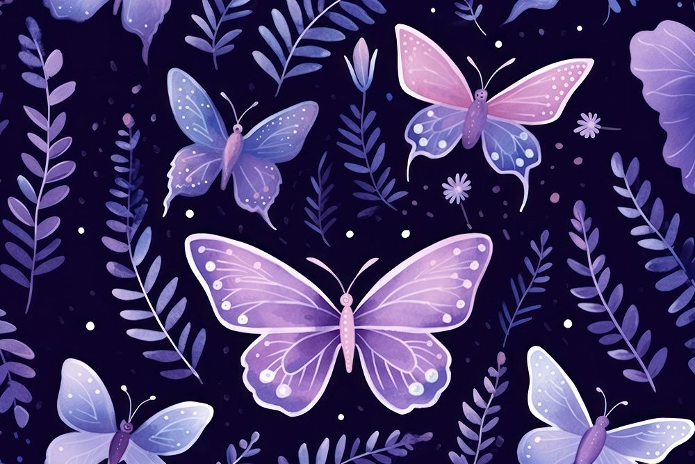 Purple night butterfly pattern invertebrate backgrounds. AI generated Image by rawpixel.