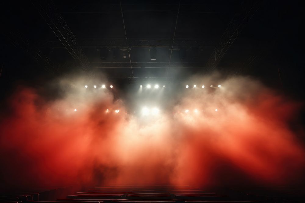 Scenic lights and smoke spotlight stage illuminated. AI generated Image by rawpixel.