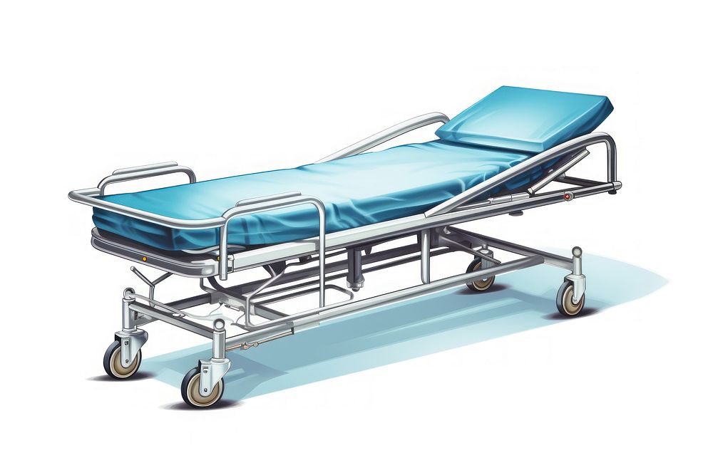 Hospital stretcher furniture hospital white background. AI generated Image by rawpixel.