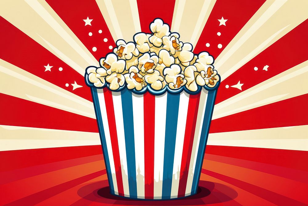 Popcorn snack striped movie. AI generated Image by rawpixel.