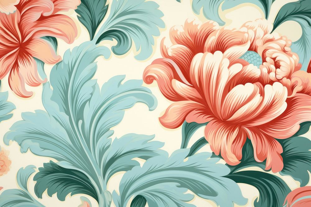 Retro wallpaper pattern flower. AI generated Image by rawpixel.