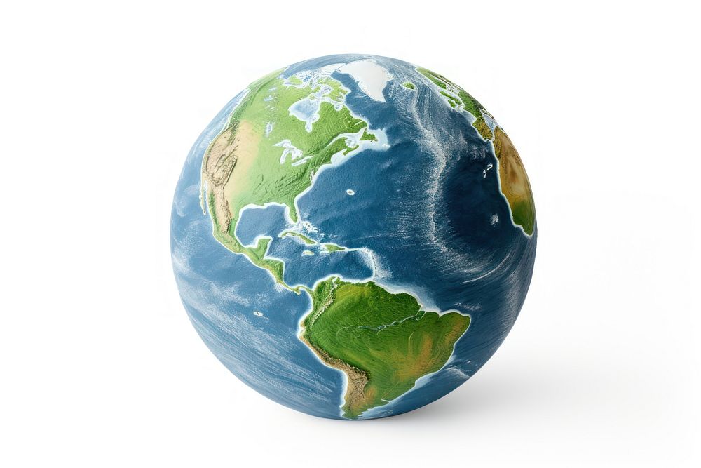 Earth globe planet space white background topography. AI generated Image by rawpixel.