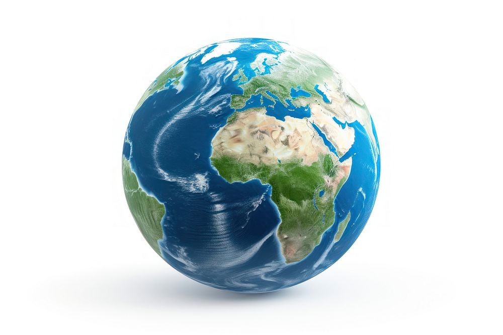 Earth globe planet sphere space white background. AI generated Image by rawpixel.
