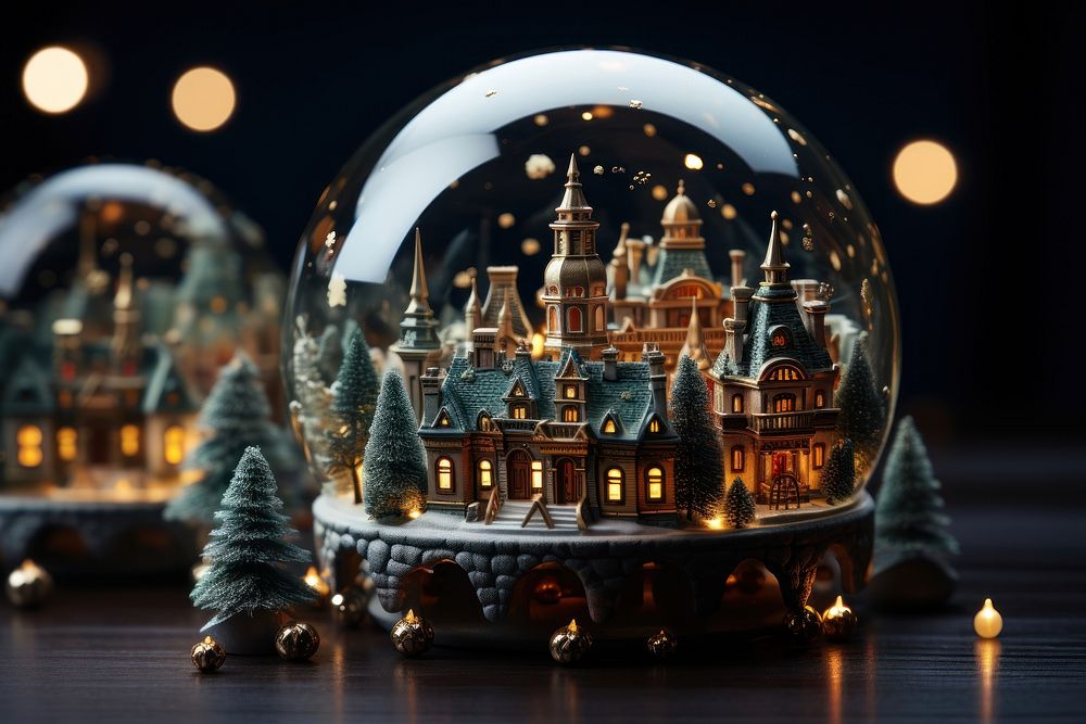 Glass globe christmas decoration night. AI generated Image by rawpixel.