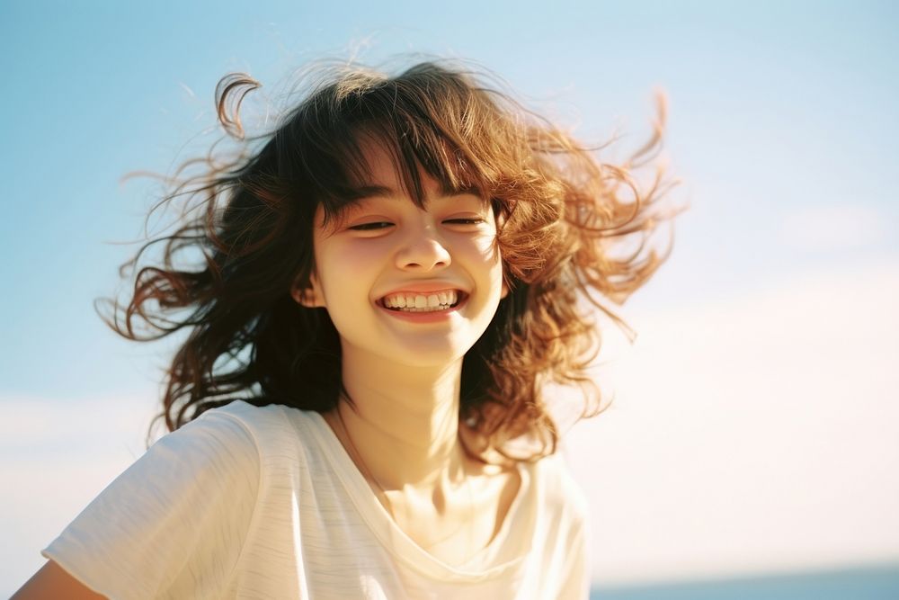 Japanese girl a happy and smiling Face summer adult smile. AI generated Image by rawpixel.