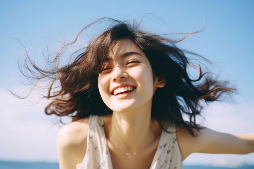 Japanese girl a happy and smiling Face laughing summer smile. AI generated Image by rawpixel.