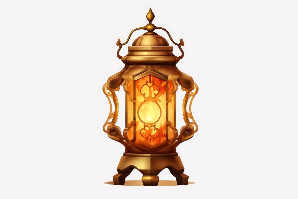 Lantern gold lantern lamp white background. AI generated Image by rawpixel.