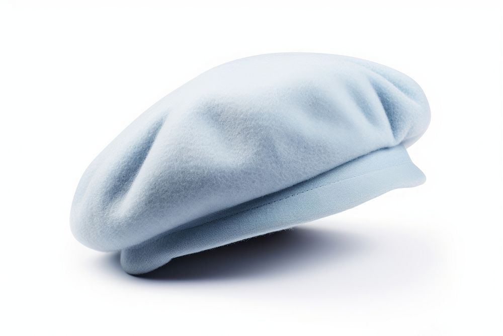 Blue french cap beret white background simplicity protection. AI generated Image by rawpixel.